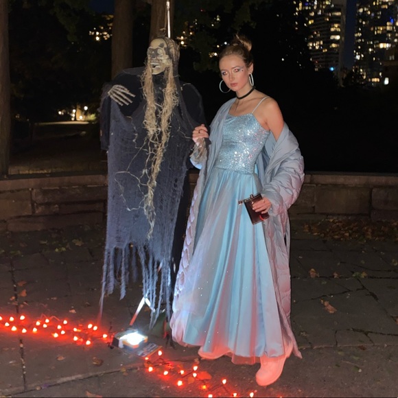 Vintage blue Cinderella prom dress sequins - Picture 7 of 8